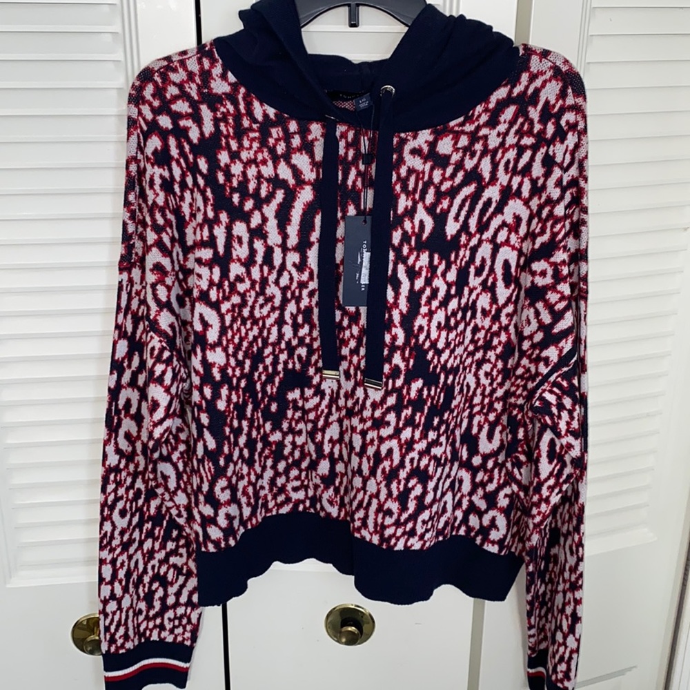 Cropped, hooded, animal print sweater!